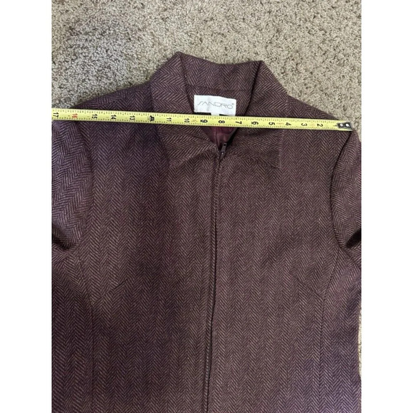SANDRO Womens Jacket Blazer Cardigan Brown Wool Full Zip Long Sleeve Collared 12 - Picture 9 of 9